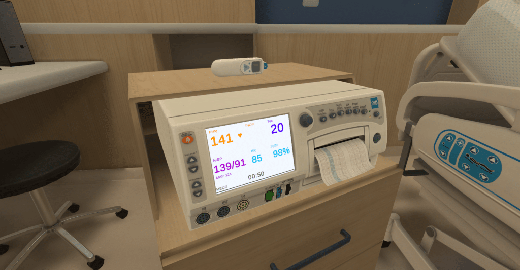 Virtual reality electronic fetal monitoring (EFM)