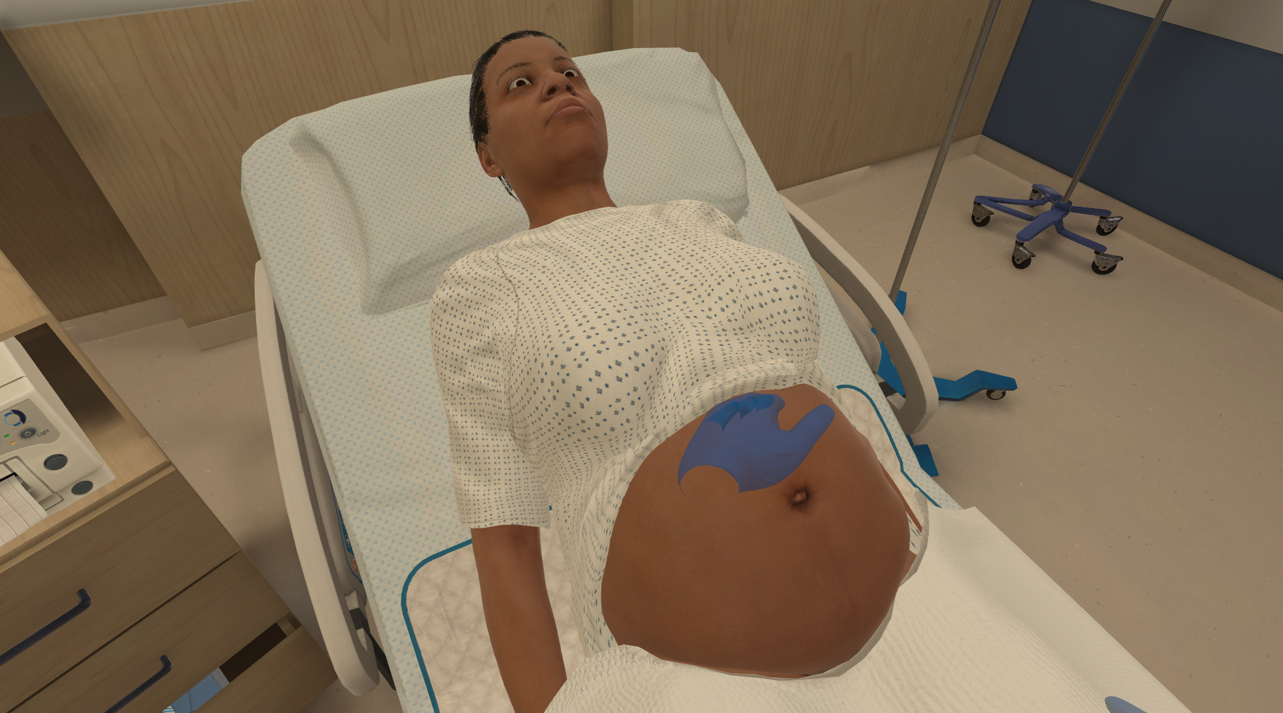 Abdominal palpation in OB virtual reality scenario