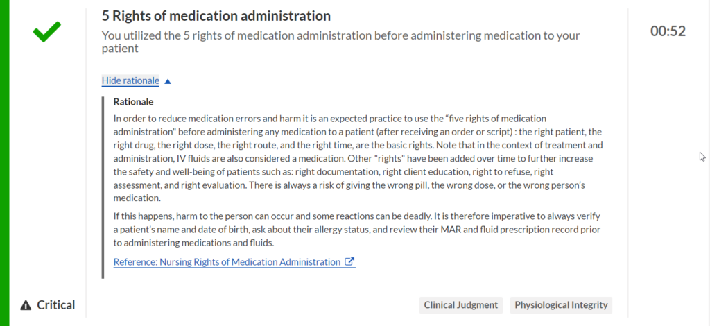 5 rights of medication administration feedback with rationale