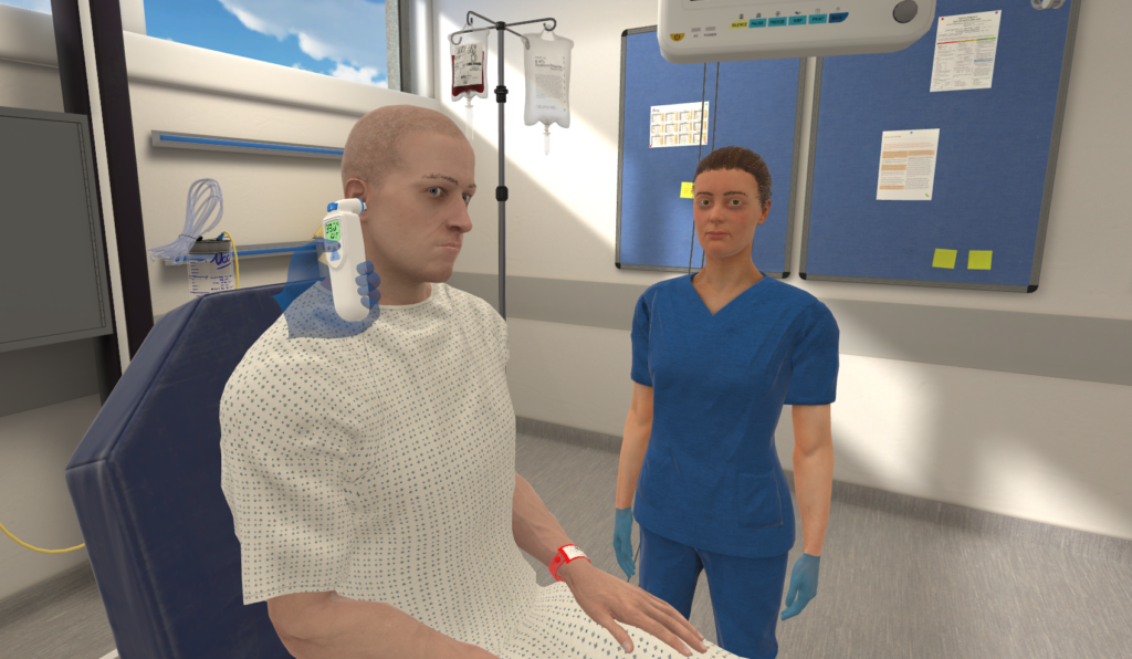 Temperature assessment with virtual patient