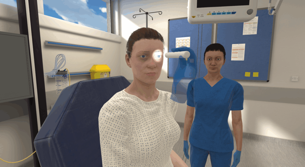 Eye exam in VR clinical simulation
