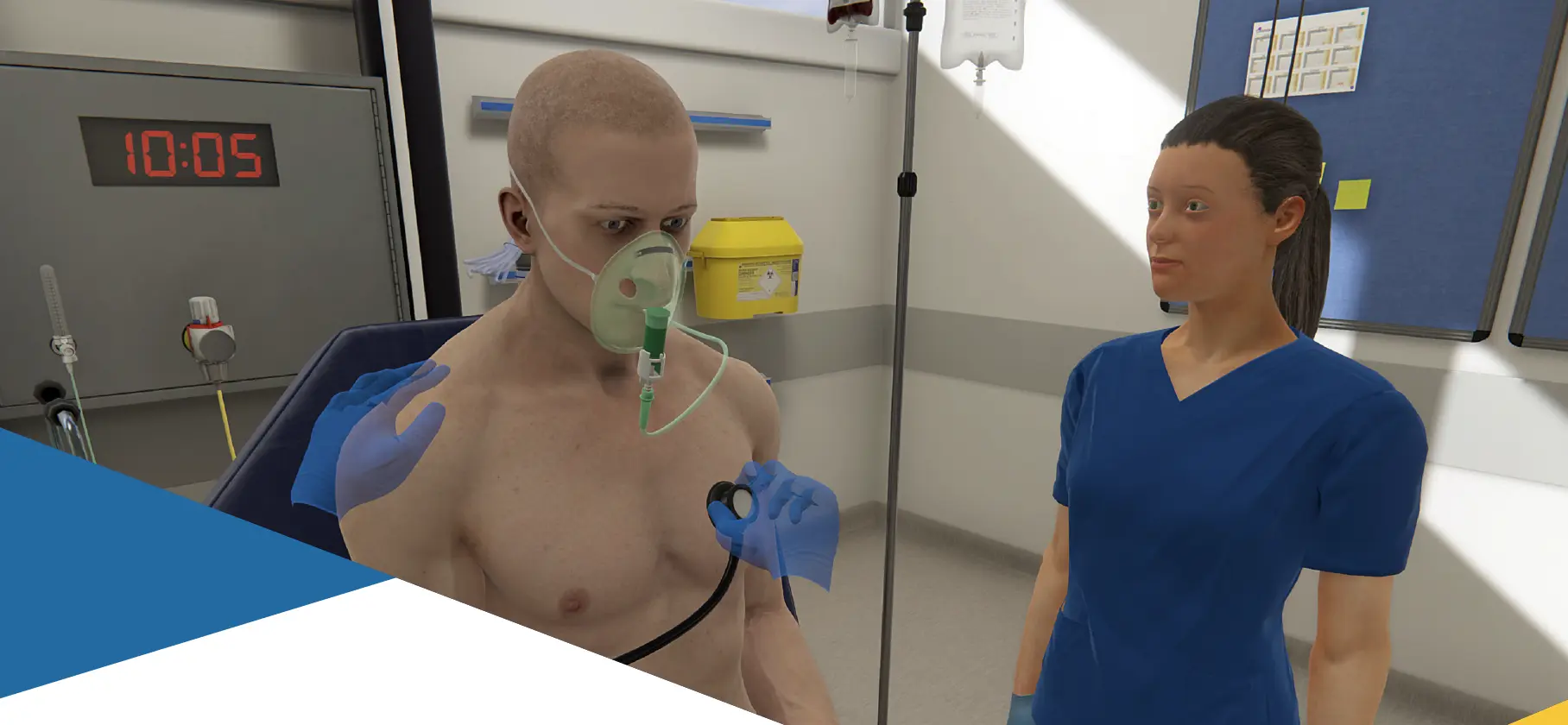 OMS VR patient exam with oxygen mask