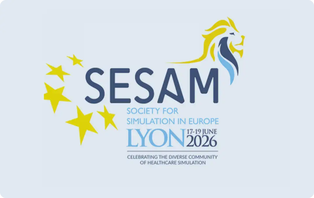 SESAM event logo representing European simulation in healthcare supported by OMS VR medical training.