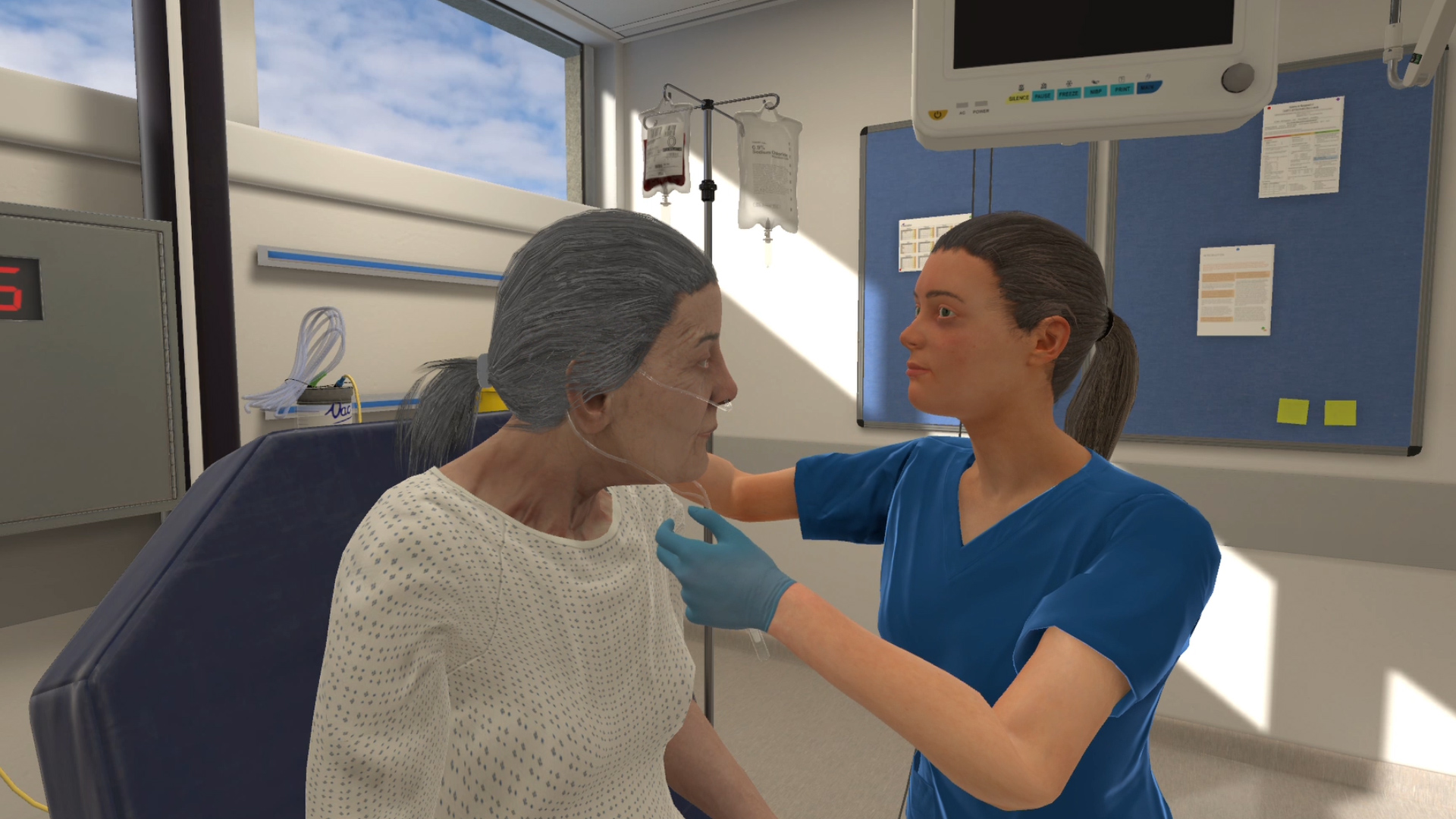 Providing care in virtual reality simulation